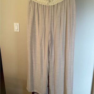 Cream Wide-Leg Pants